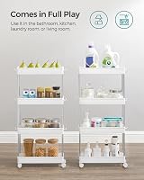 SONGMICS 4-Tier Storage Trolley Cloud White KSC08WT 15 kg 360° Wheels view 8