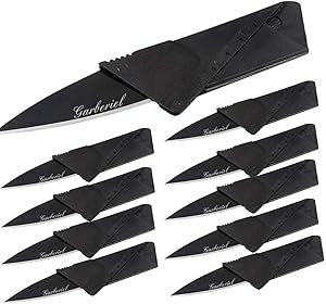 Garberiel 10 Pack Credit Card Knife Multifunction Folding Blade Knives, Black Stainless Steel Blade and Plastic Handle Mini Pocket Knife