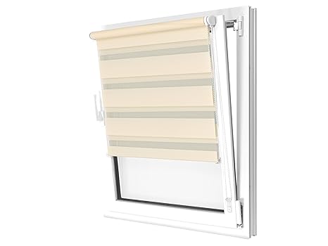 npluseins Doppelrollo in 4 Farben & in 8 Größen - mit Klemmfixierung am Fensterahmen und fest montierter Trägerschiene - kind