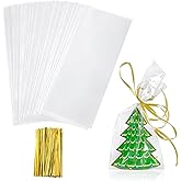 Cellophane Treat Bags, 4x9 Inches Clear Cellophane Bags With Twist Ties,100 Pcs