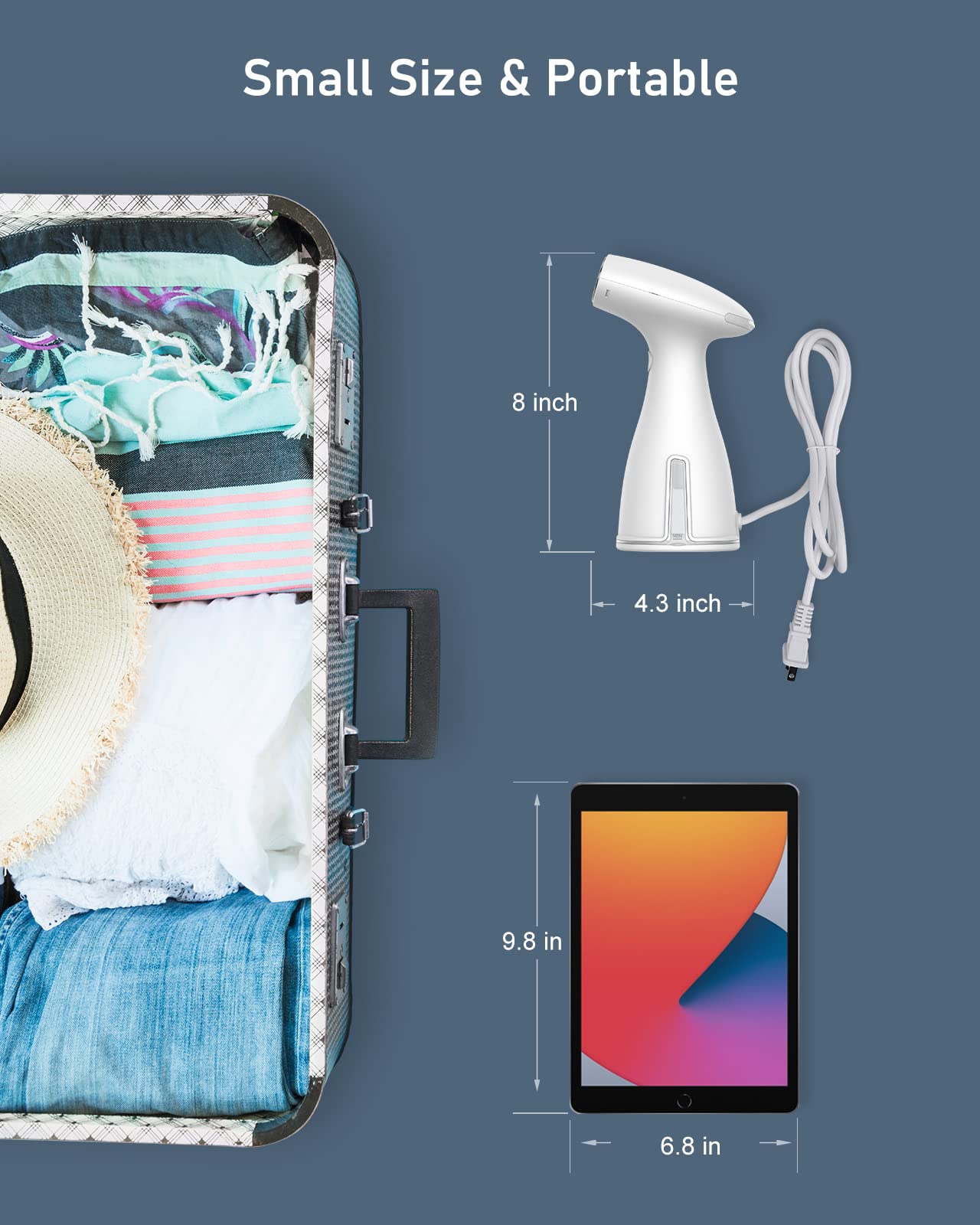 Travel Steamer for Clothes, COKUNST Clothes Steamer Handheld 30s Fast Heat-up, Mini Portable Garment Steamer with Detachable Water Tank and Static Brush, Hand Clothing Steamer for Home, Business Trips