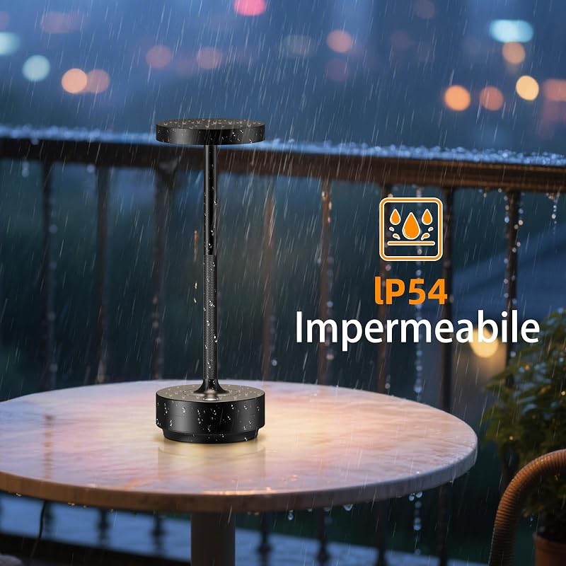 Lampada da tavolo senza fili LED Ricaricabile Dimmerabile 5000mAh 3 Modalità di Luce Uso Interno/Esterno batteria Lunga Durata Trasportabile USB-C Lampada da tavolo (Nero) — foto 5 di 8