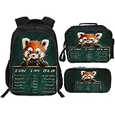 Fuzawet Red Panda Backpack 3PCS 16" Preschool Elementary Schoolbag with Lunch Box Pencil Case Bookbag Set for Girls Boys Kids Children Teens School Students