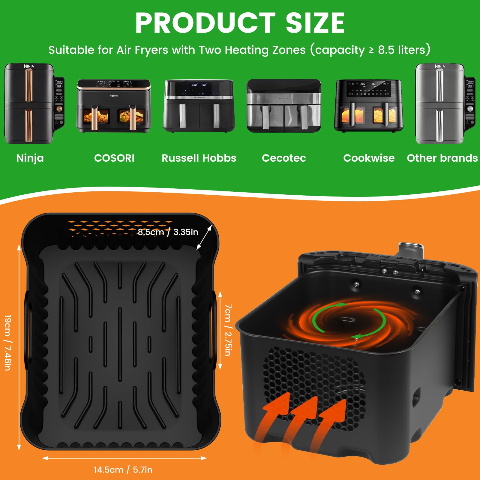 Silikonform Heißluftfritteuse Zubehör für Ninja Double Stack XL 9.5L Air Fryer SL400EU SL400EUCP, 2 Stück Airfryer Silikon Einsatz für Ninja Foodi MAX Dual Zone SL400EU/COSORI 8.5L, 27 Artikel 4