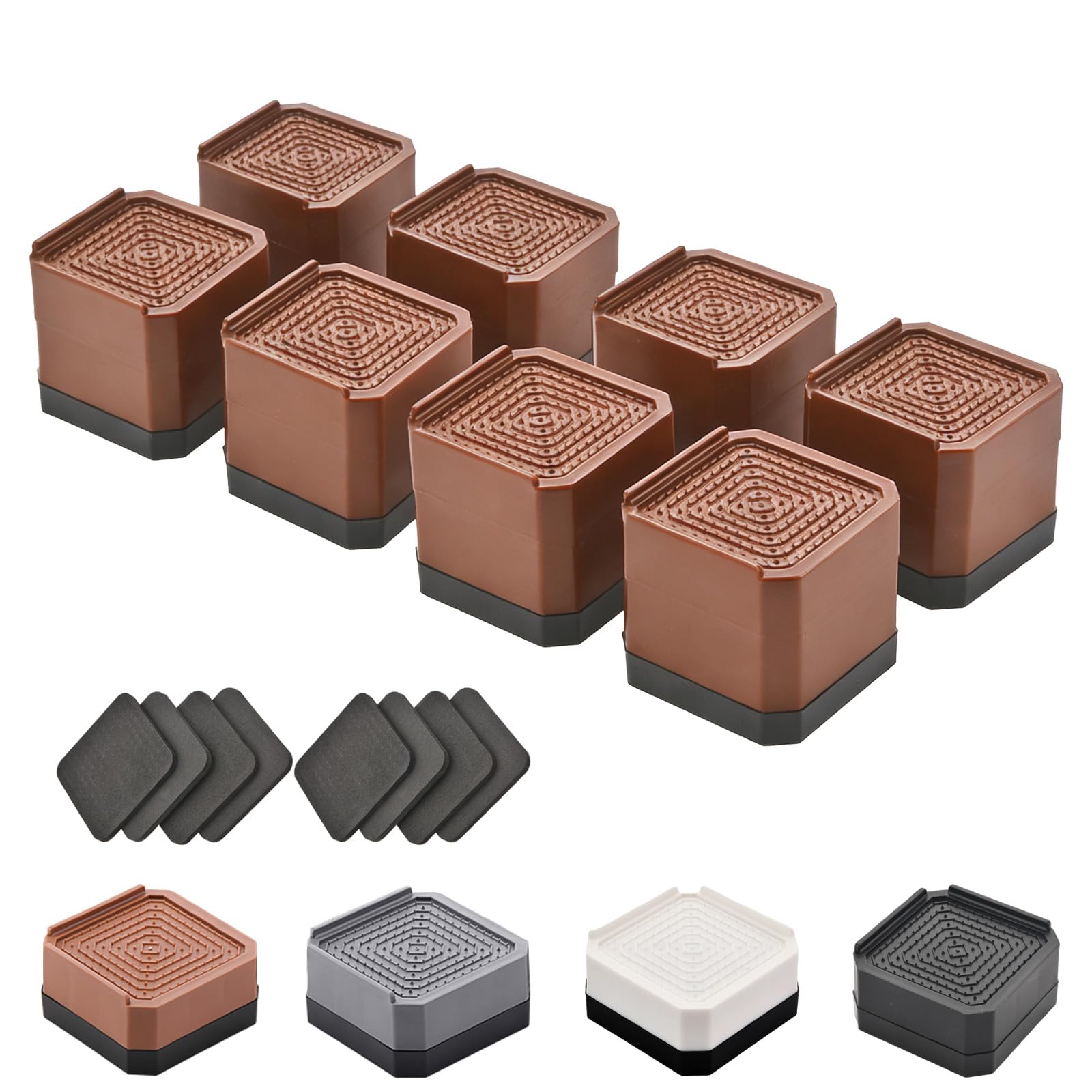 EclatBain Bed Risers Furniture Risers Heavy-Duty Rectangular Adjustable Block 8 Pack Lift to 3 inches and 4.3 inches Desk, Sofa, Chair Legs, Refrigerator, Washing Machine Support up to 4000 pounds