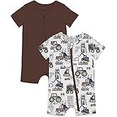 Jimonda Baby Rompers Cotton Baby Boys Baby Girls Short Sleeve Sleepers Pjs Two Way Zipper One-piece Neutral Sleep and Play