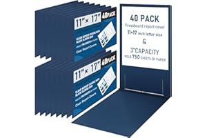 Resurhang 40 Pcs Pressboard Report Cover, 3" Capacity Presentation Binder Folder with Metal Prong Paper Fastener to Neatly Bind Reports Proposals Transcripts, Other Documents (11x17 Inch,Blue)
