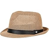 Straw Fedora Hats for Men Women Packable Summer Cuban Trilby Roll Up Short Brim Panama Beach Sun Hats
