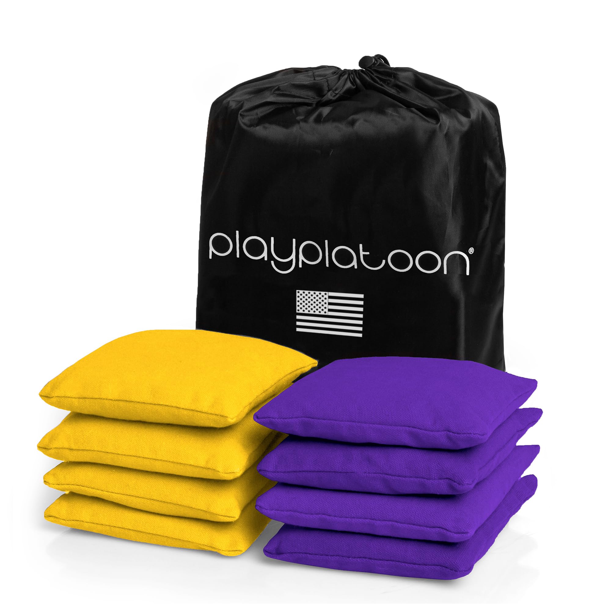 Play Platoon Cornhole Bags Set of 8, Purple & Yellow Duck Cloth