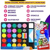 Blue Squid 28 Colour Face Painting Kit Kids 160pc Stencils Glitter view 3