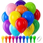 Bezente Assorted Latex Rainbow Balloons 100 Pack 12 inch | Bright Color Balloons for Birthday Bridal Shower Wedding Party Decorations