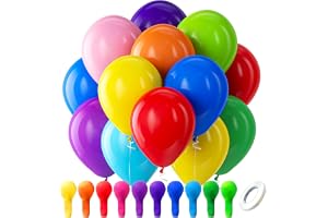 Bezente Assorted Latex Rainbow Balloons 100 Pack 12 inch | Bright Color Balloons for Birthday Bridal Shower Wedding Party Decorations