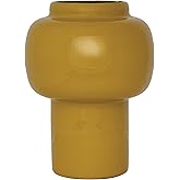 Bloomingville Enameled Metal Vase, Mustard Color