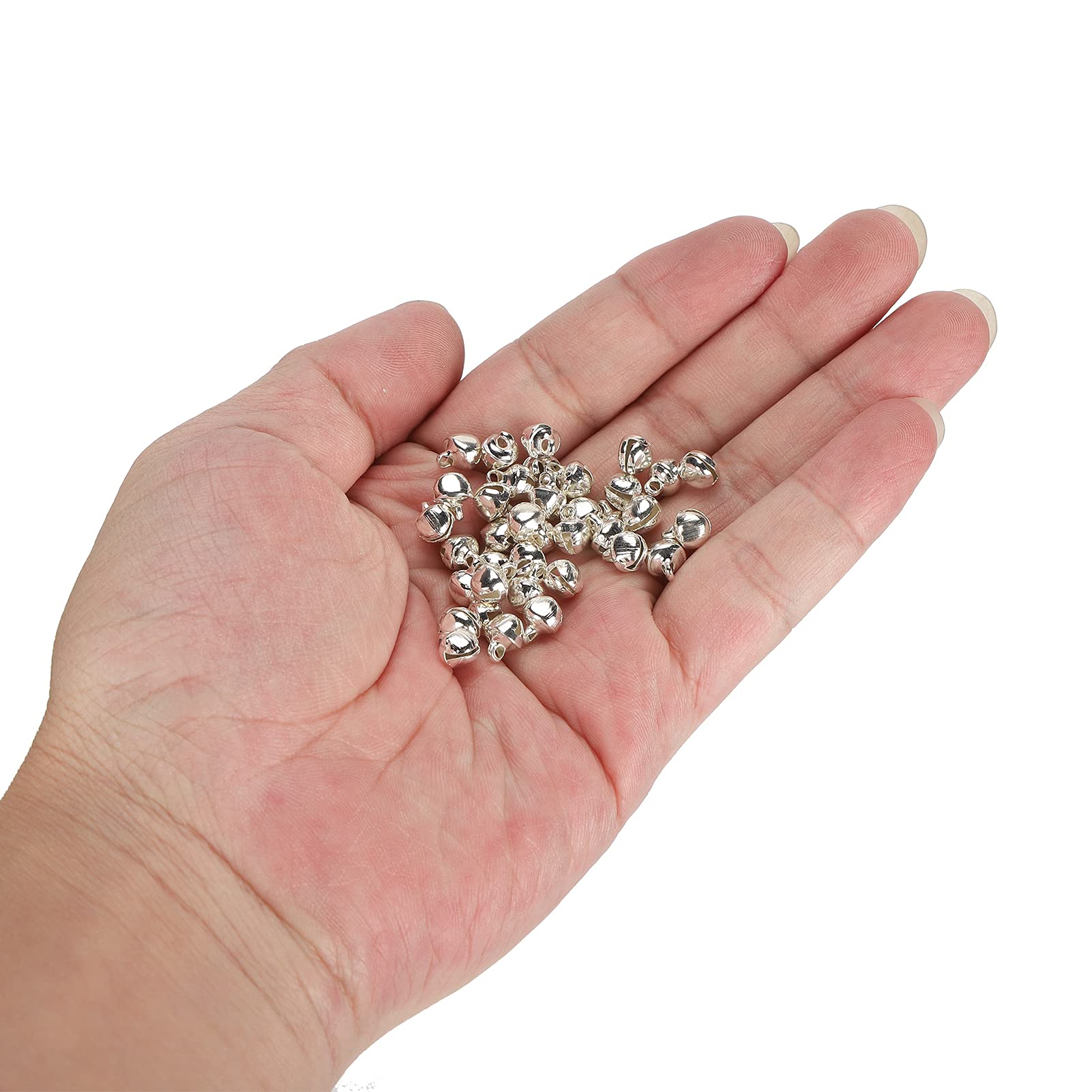 Silver Bell Holiday Decorations - 300 Mini 6mm Shiny Bells for Jewelry Making and DIY Ornaments Handicraft Accessories