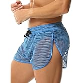 Dcincell Men's Mesh Shorts Sexy See Through Underwear Sheer Breathable Fishnet Boxer Briefs