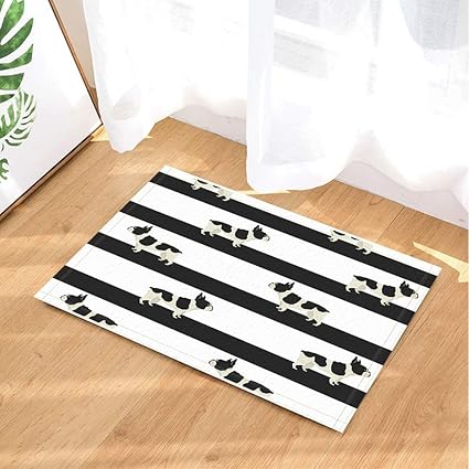 JHTRSJYTJ Schwarze Streifen HD-Bedruckte rutschfeste Badezimmer