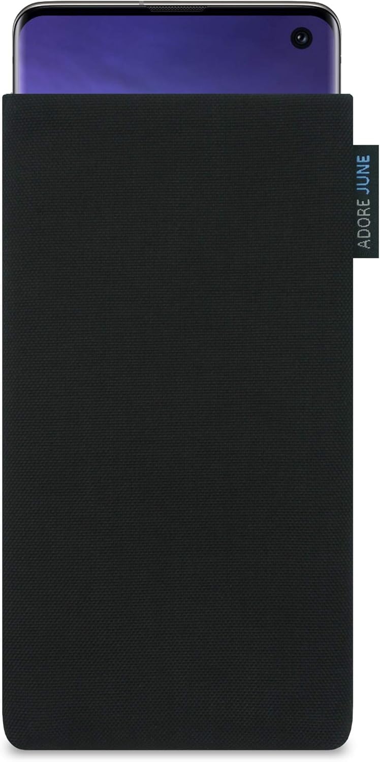 Adore June Classic black case compatible with Samsung Galaxy S10 mobile phone case made of durable Cordura fabric with screen cleaning effect