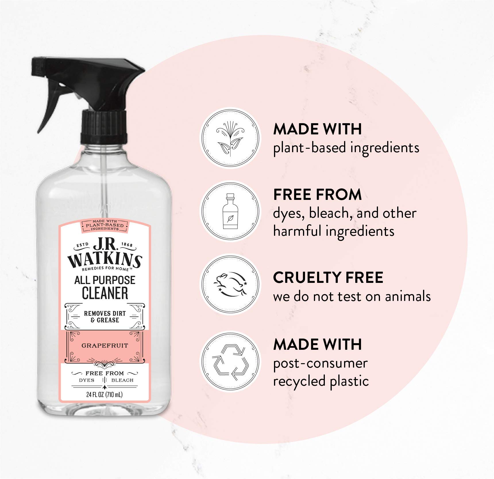 J.R. Watkins All Purpose Cleaner, 24 fl oz, Grapefruit (3 pack