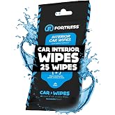 Fortress Car Interior Cleaner Wipes (25 ct.) Travel Size | for Dashboard, Seats, Detailing, and Steering Wheel [Skin-Safe] Car Cleaning Supplies for Interior