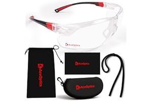 ACEOPTICS Safety Glasses Bundle for Men & Women – ANSI Z87, Anti-Fog ClearShield™ Lenses – Shooting Glasses, Strap, Case, Cloth & Pouch