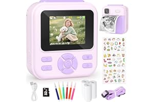 YOHOOLYO Kids Camera Instant Print, 2.4'' Digital Instant Camera for Kids with 32GB Card & 3 Rolls Paper, 1080P HD Video Reco