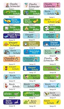 INDIGOS UG® Namen 60x Aufkleber Textilien - 35x10mm für Wäscheetiketten Schulkleidung Kleidung Kleidungsetiketten individuell