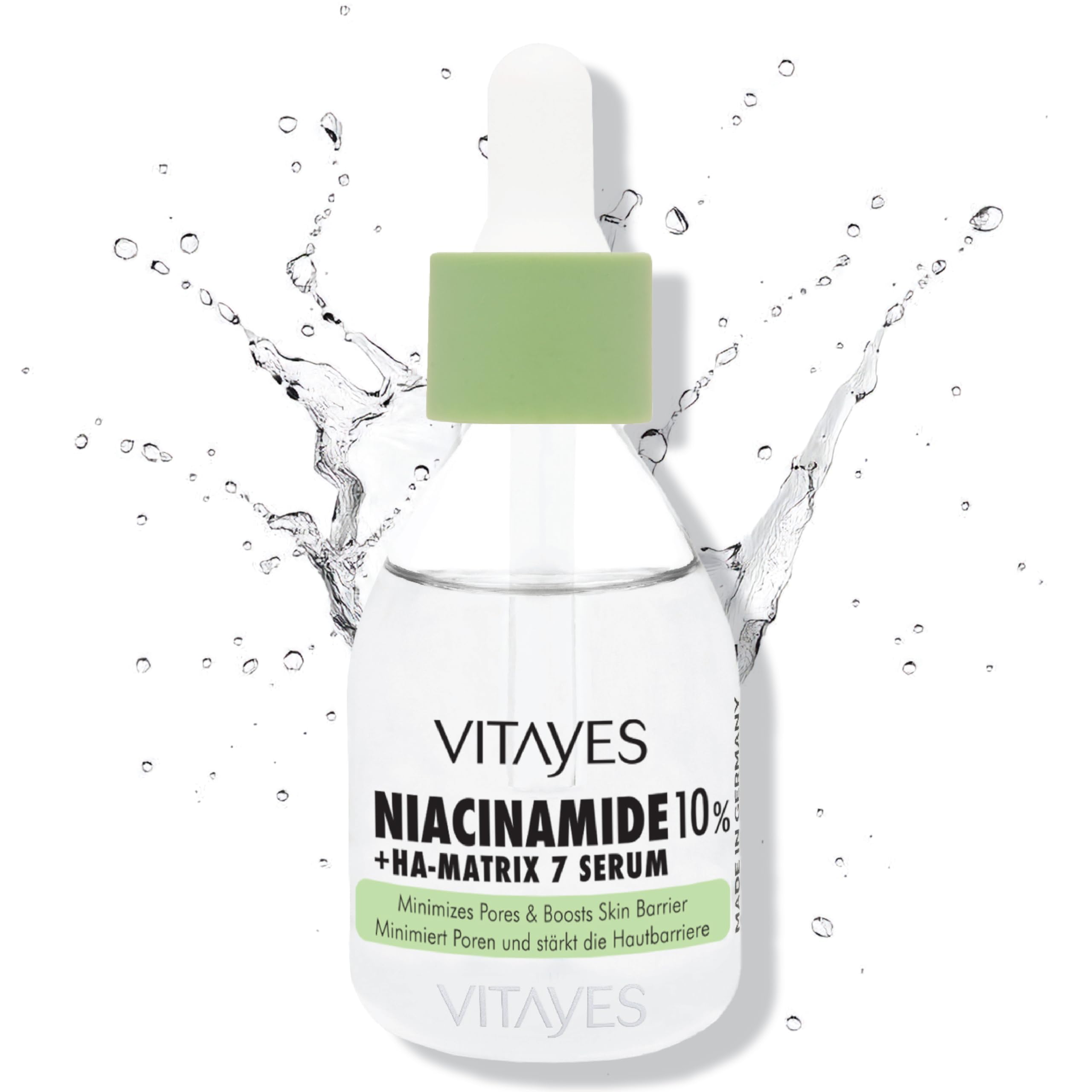 Vitayes 10% Niacinamide & Hyaluronic Acid Serum - Pore Refining, Strengthening the Skin Barrier, Moisturising, Anti-Ageing - Dermatologically Tested