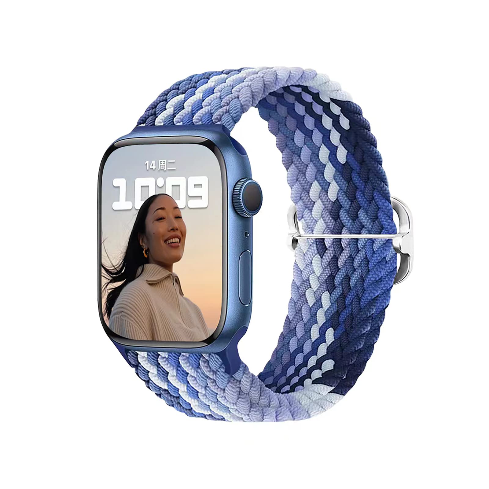 [XYTYJQ] for アップルウォッチバンド Apple Watch 8用 バンド 交換ベルト スマート時計バンド Apple Watch 用 腕時計バンド 38mm 40mm 41mm 42mm 44mm 45mm 時計バンド ループナイロンバンド ストラップ 通気性と柔らかい ナイロンループ クイックリリース Apple Watch 用 シリーズ8 / 7 / 6 / 5 / 4 / 3 / SE対応（工具が要らなく、気軽に差し替える 38mm /40mm/41mm きらびやかな青) の商品画像