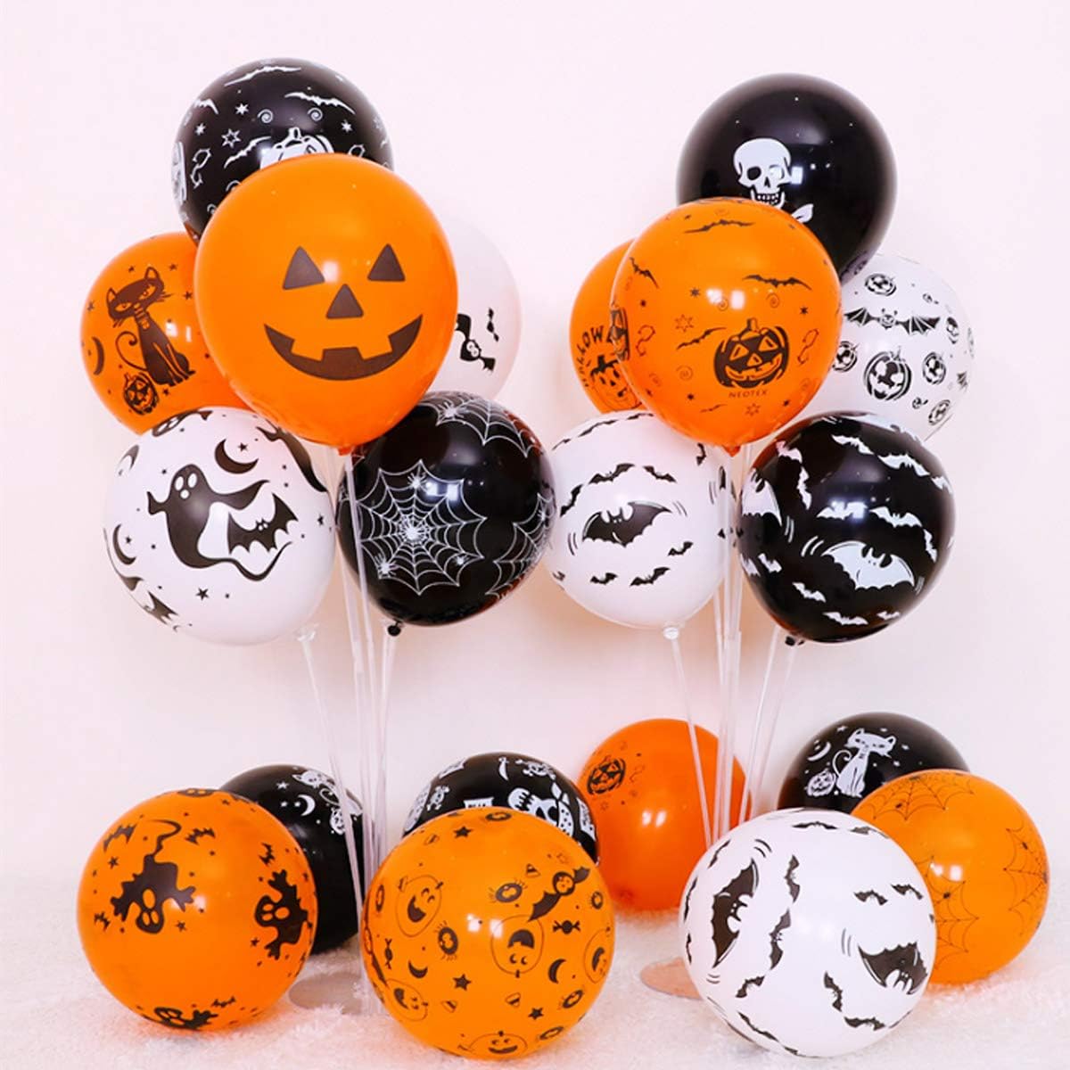 50 Pieces Halloween Latex Balloons - 12 Inch Pumpkin Bat Ghost Skull Specter Spider Web Balloons for Halloween Party Decorations, Trick or Treat Toys, School Classroom Game, Kids Hand Out: Toys & Games