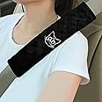 Amooca Soft Auto Seat Belt Cover Seatbelt Shoulder Pad Cushions 2 PCS for a More Comfortable Driving Universal Fit for All Cars and Backpack Black Cat