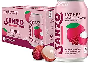 Sanzo Flavored Sparkling Water - Tropical Berry Seltzer (Lychee) - Low Calorie Low Sugar - Craft Asian Drinks - Vegan Gluten 