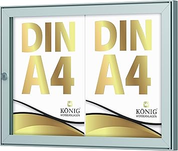Schaukasten Keitum 2x Din A4 B 485 H 360mm Querformat Wetterfest Fur Innen Und Aussen Abschliessbar Esg Sicherheitsglas Brandschutz A1 A2 Nach Din En 13501 1 Alu Silber Amazon De Baumarkt