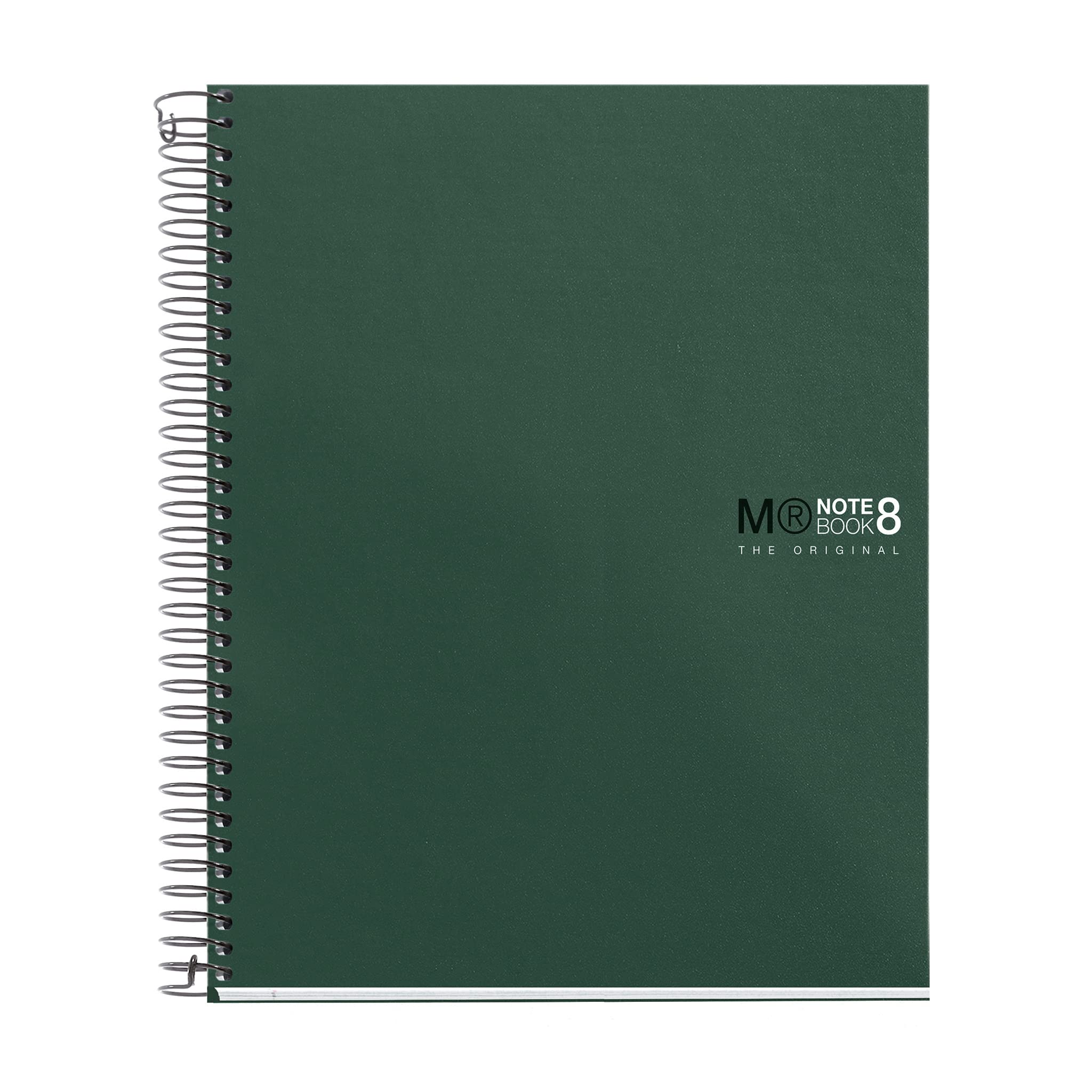 Miquelrius - The Original Notebook Notebook, 8 Coloured Stripes, Opaque Polypropylene Cover, A5 Size (148 x 210 mm), 2 Drills, 200 Sheets of 70 g/m², 5 mm Grid, Khaki