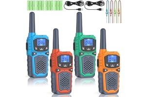 4 Adult Rechargeable Walkie Talkies - WokTok Long Range 2 Way Walkie Talkies, Emergency Calls SOS Alarms Multifunctional, Kid's Toys, Ideal for Teens and Family Outdoor Camping and Hiking Accessories
