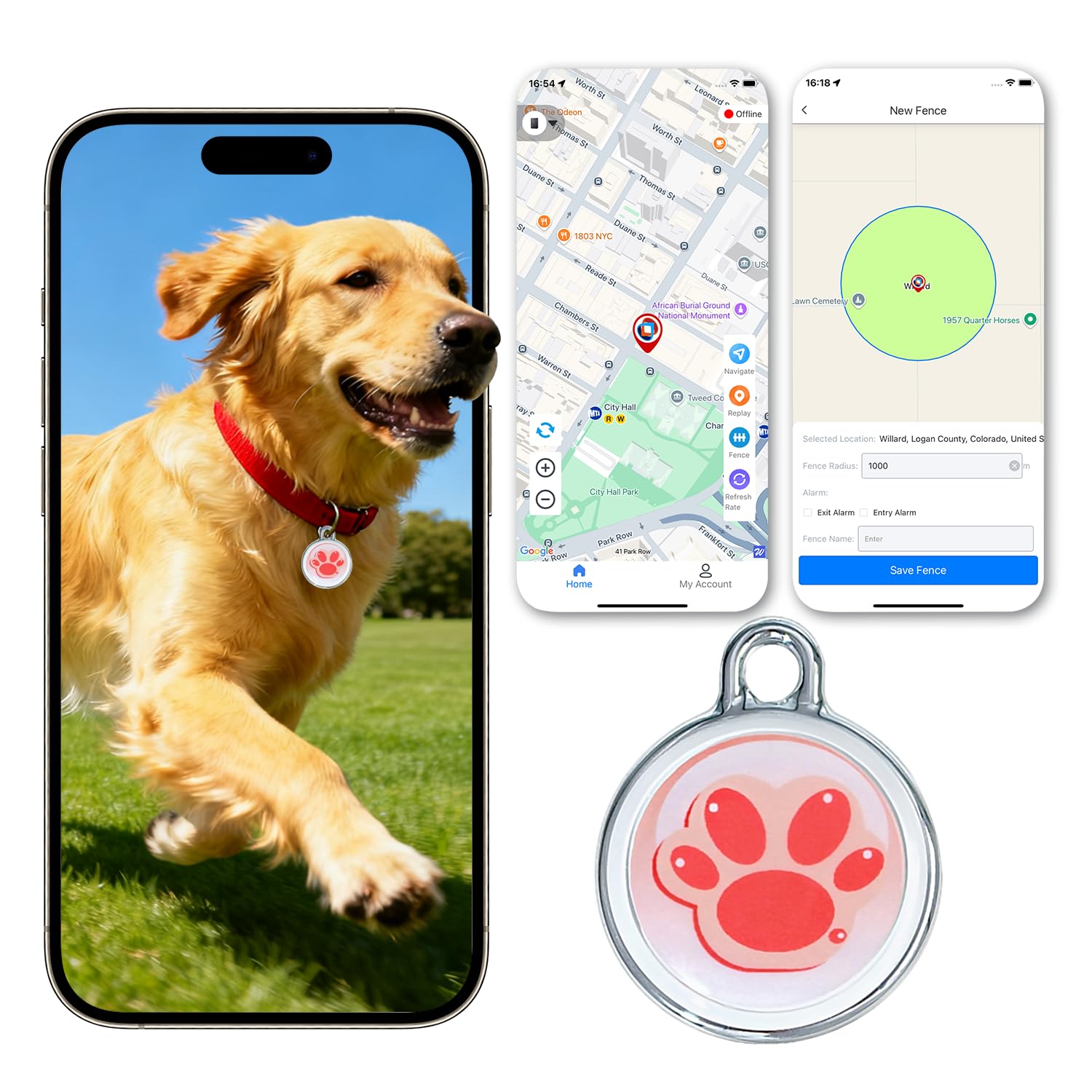 Photo 1 of 2025 GPS Tracker for Pet, No Monthly Fee & No SIM Card Needed | Real-Time Tracking for Dogs, Cats & Small Animals | Lightweight Design | Long Battery Life | Compatible with iPhone & Android