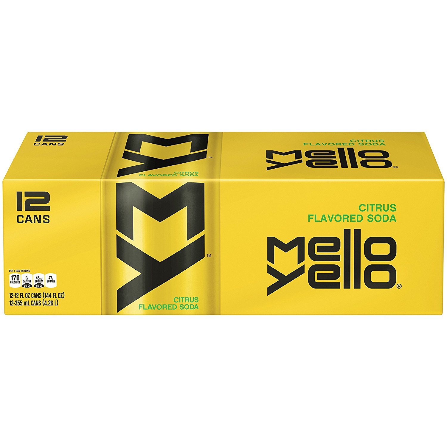 Mello Yello Soda Citrus, 12oz Can (Pack of 12, Total of