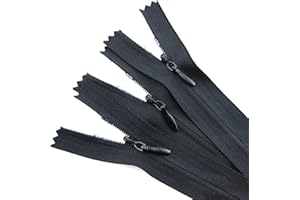 ZCZQC Invisible Nylon Coil 10PCS 16 Inch Nylon Invisible Sewing Zipper Bulk Hidden Zipper Black