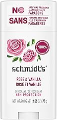 Schmidt's Aluminum-Free Vegan Deodorant Rose & Vanilla with 24 Hour Odor Protection for Women and Men, Natural Ingredients, C