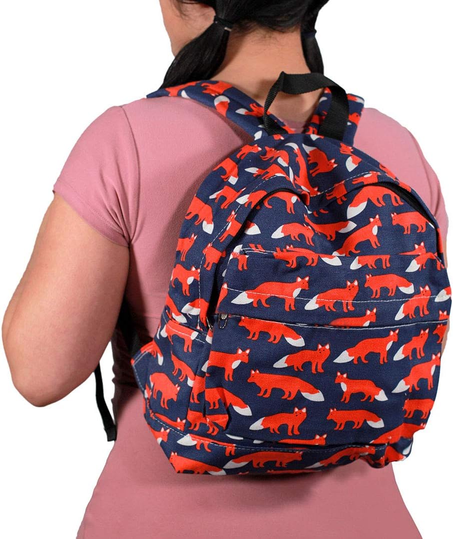 Red Foxes Mini Cotton Canvas Backpack