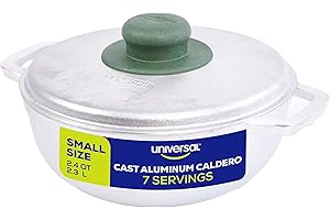 Universal (Small Size) Caldero 7 Cups - 2.4 QT / 2.3 L, Stainless Aluminum Pot, Even Heat Distribution and Fast Cooking Dutch
