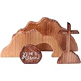 Teemotutu Easter Cross Decoration, Wooden Resurrection Scene for Easter Decor – Christian Home, Office, Shelf, and Tiered Tray Religious Decorations