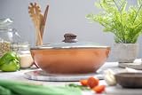 nuovva Non Stick Induction Wok Pan 28 cm with Glass Lid view 6