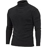 COOFANDY Men's Turtleneck Sweater Long Sleeve Casual Ribbed Knitted High Neck Pullover Sweaters
