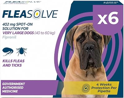 Naqua Ltd Flea Solution Extra Large Dogs 6 Pipettes Tick Control XL 40-60 kg