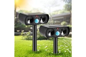 JAHY2TECH 2PCS Ultrasonic Animal Repellent Outdoor Solar Animal Repeller with Motion Detection Waterproof Cat Deterrent Outdoor Deer Repellent to Repel Dog Raccoon Squirrel Skunk Repellent for Yard (NO.66)