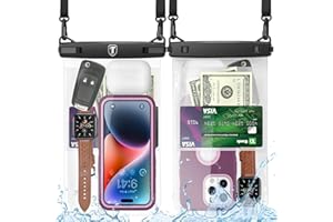 Takfox Extra Large Waterproof Phone Pouch Bag Case for Samsung Galaxy S24 Ultra S23 Plus S22 Note 20 A03S A15 A14 A13 iPhone 15 14 Pro Max, [Up to 10"] [2-Pack] IPX8 Vacation Cellphone Dry Bag-Clear