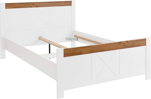Loft24 A S Bett Bettgestell Bettrahmen Holzbett Doppelbett Landhausstil Schlafzimmer Mdf Weiss Eichefarben 140 X 200 Cm Amazon De Kuche Haushalt
