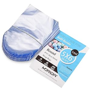 MORIDA 200 pcs 5X6 inch Bath Bomb Heat Shrink Wrap Bags Round PVC Wrappers for Bath Bombs, Soaps, Cookies, and DIY Handmade Crafts, Odorless Food Safety Quality