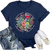 IFQ Womens Inspirational Shirts Grow Positive Thoughts T-Shirt Motivational Floral Wildflower Tee