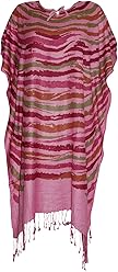 Women's Pink Caftan Tassel Printed Boho Midi Caftan Dresses OneSize